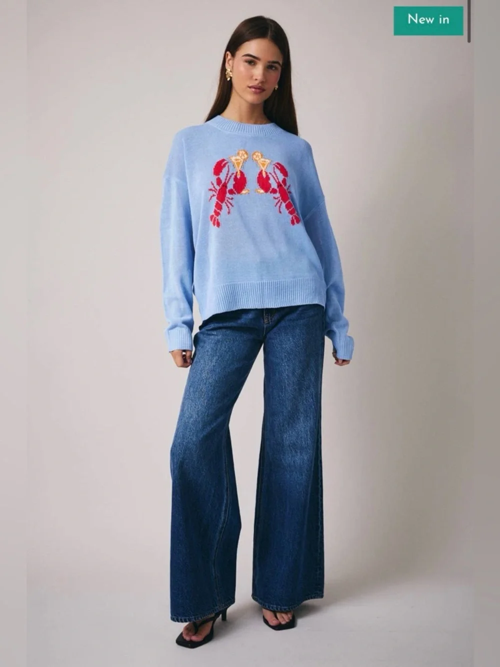 Sunday Edition Lobsters & Cocktails Sweater Blue Size L - Picture 4 of 14